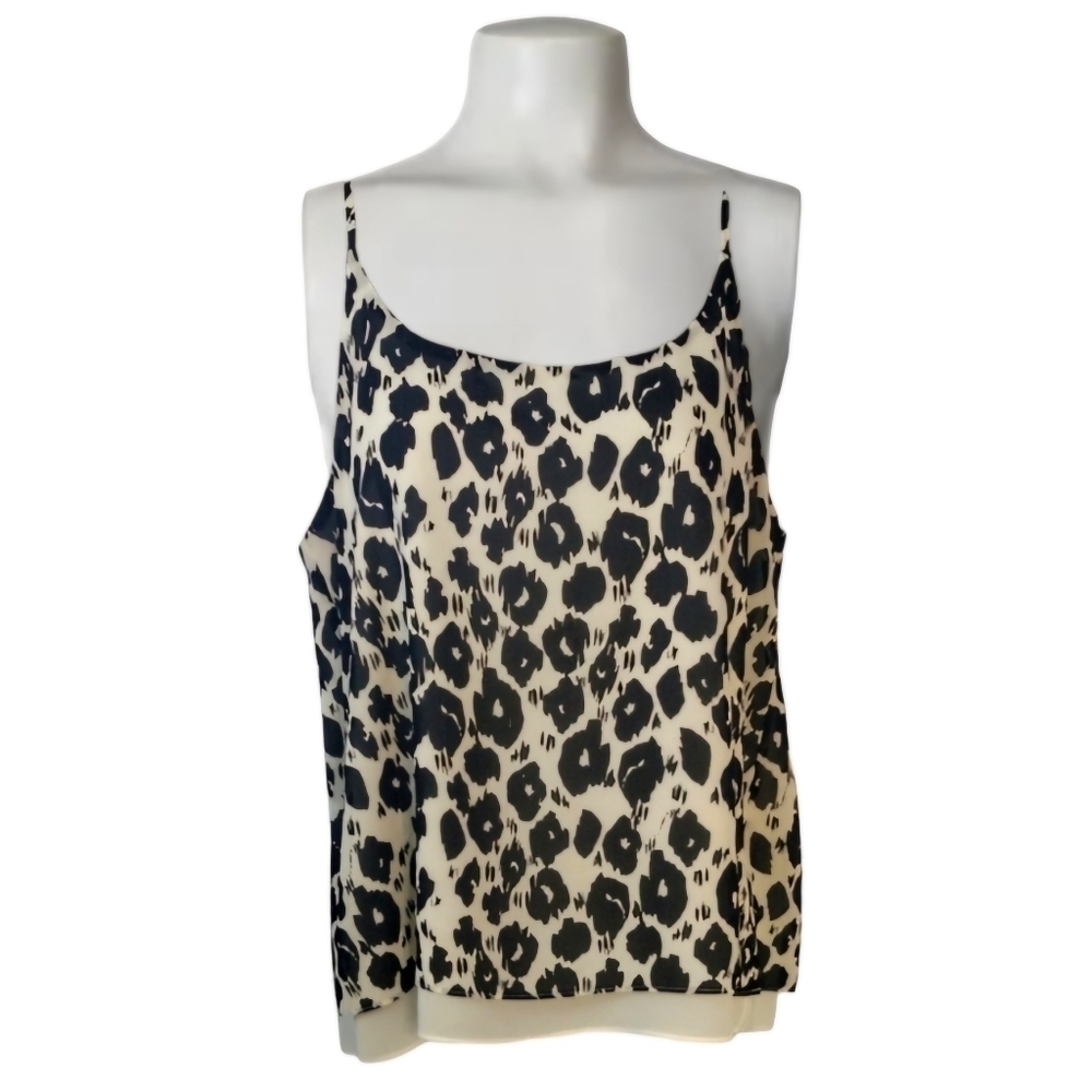Cynthia Rowley Black and White Animal Print Tank